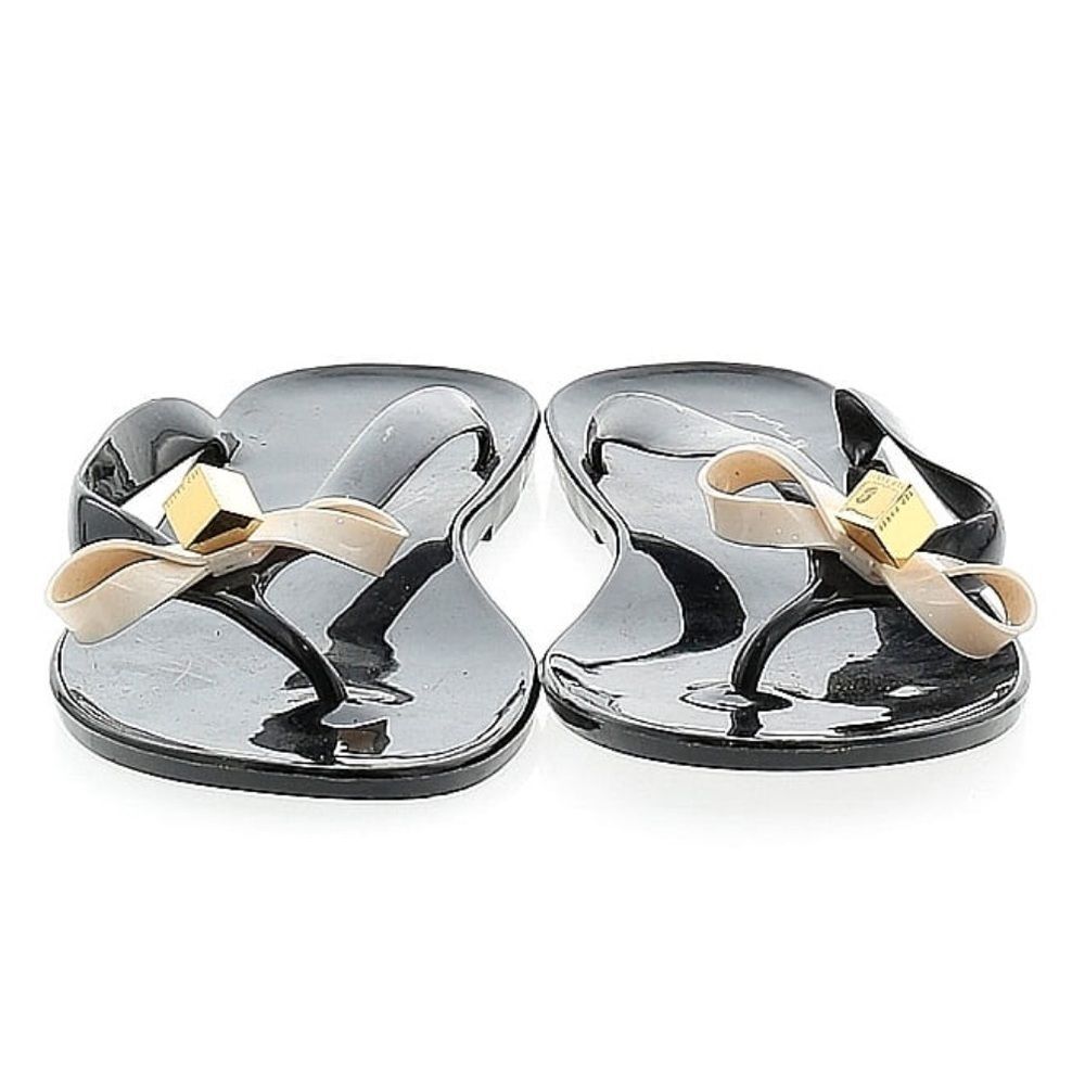 TED BAKER London Black rafeek‎ bow gold cube jelly Sandals sz 5